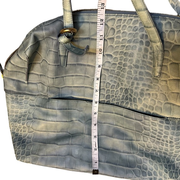 Rare Furla large leather handbag in sage green croc print 💚 perfect for travel - Picture 13 of 16